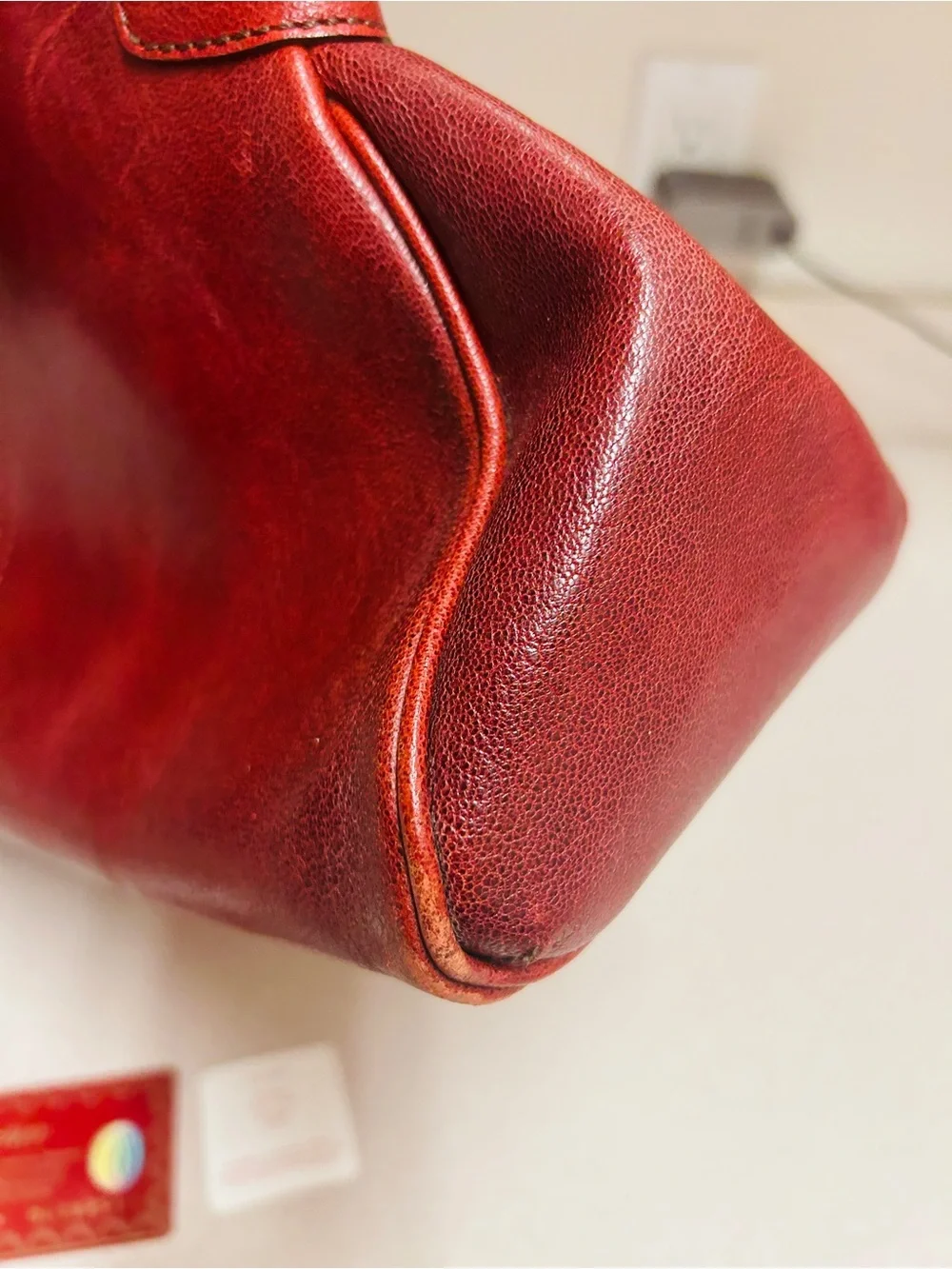 Cartier Burgundy Marcello Goat Leather beautiful Satchel with Top Handles